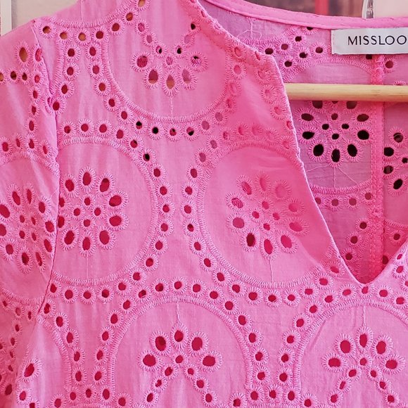 Misslook Pink Eyelet Midi Lace Dress (Cover-up) - Picture 4 of 8